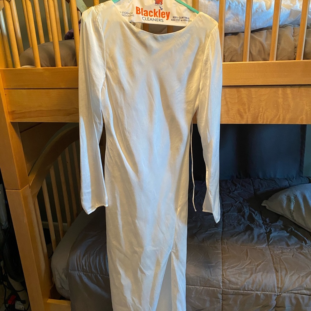 Revolve US medium. White satin dress. Worn once.